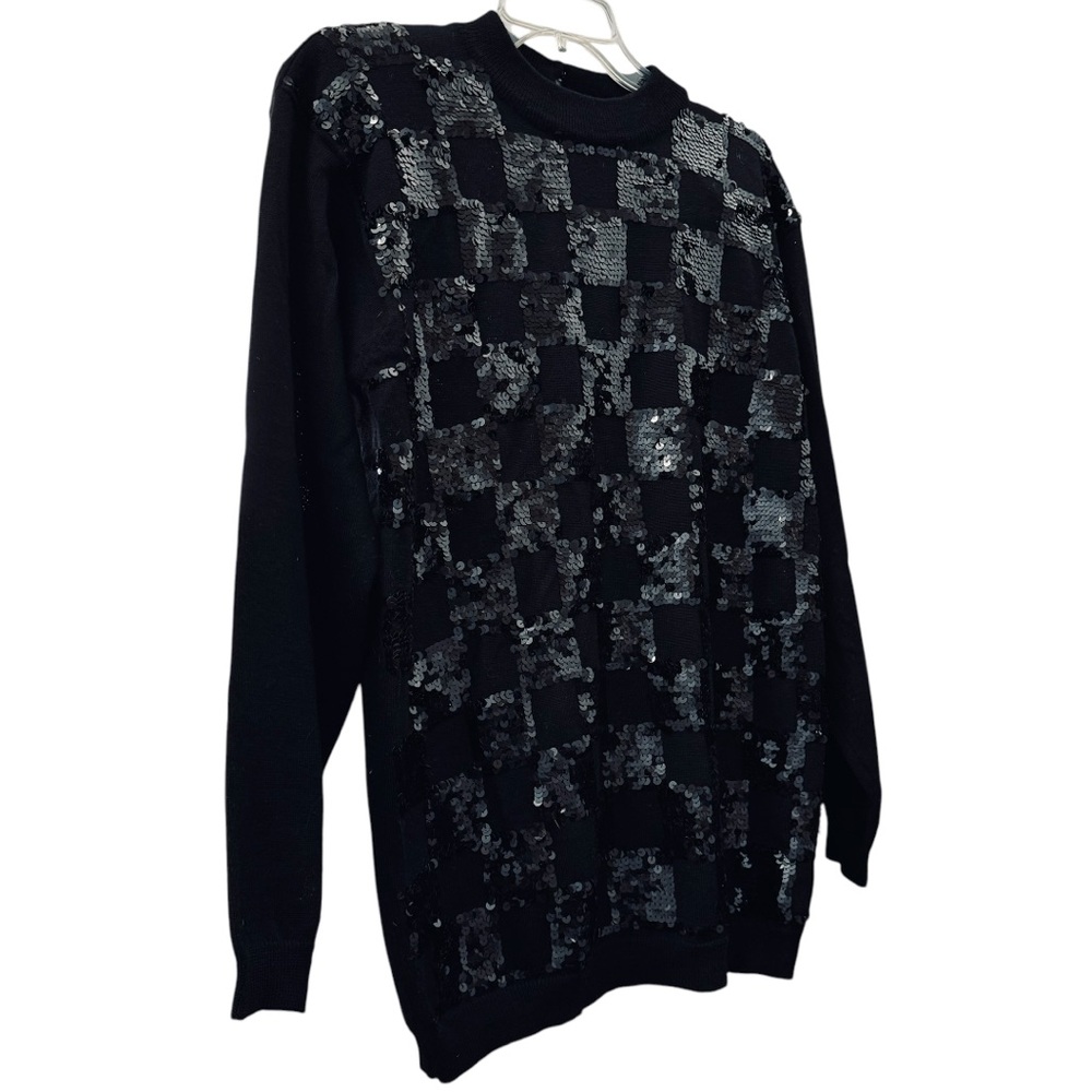 Kinei Black Sparkly Sequined Wool Sweater Medium - Picture 6 of 15